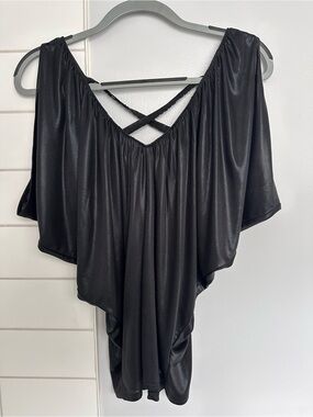Guess by Marciano Black Shimmer Crisscross Strap Camisole